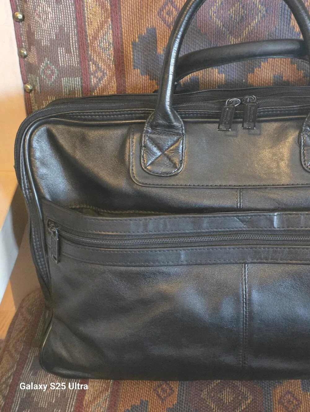 Vintage Genuine Leather Executive Briefcase / Laptop Bag - Black